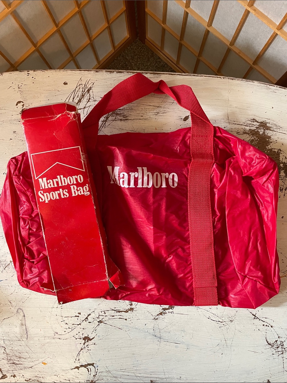 Vintage Marlboro Promotional  Red Duffel Bag